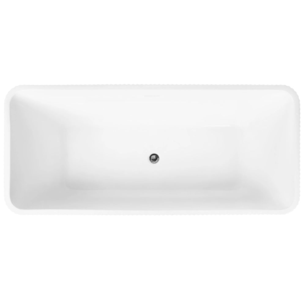 Vasca da bagno freestanding in acrilico design moderno con bordi scanalati 170 cm bianca