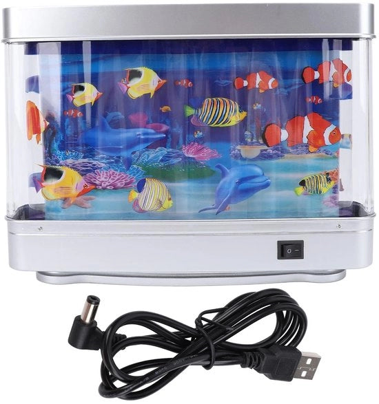 Acquario Tropicale Dinamico con Illuminazione LED - Viste Animatrici - Giocattolo per Bambini e Animali Domestici - Decorazione Divertente -...