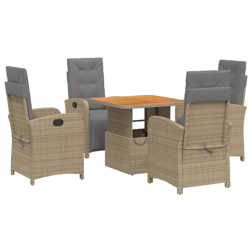 Set da Pranzo da Giardino 5 pz con Cuscini Beige in Polyrattancod mxl 92985