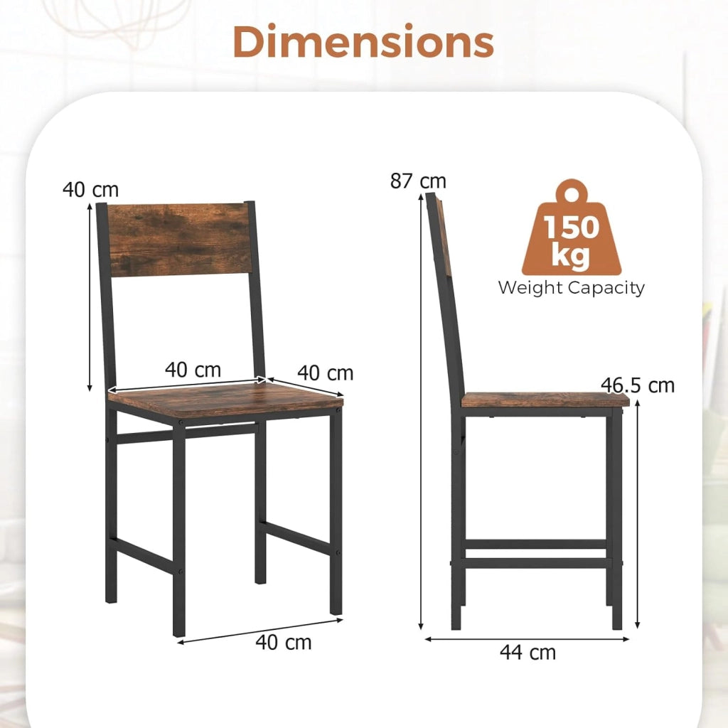 Set di 2 sedie da sala da pranzo, sedie da cucina con gambe in metallo, schienale inclinato, seduta grande, sedie industriali per cucina, sala da pranzo, ufficio, carico 150 kg