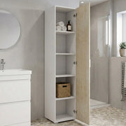 Aloise, Armadio Multiuso 1 Anta 4 Ripiani Made in Italy, 45x195h cm Marrone Rovere