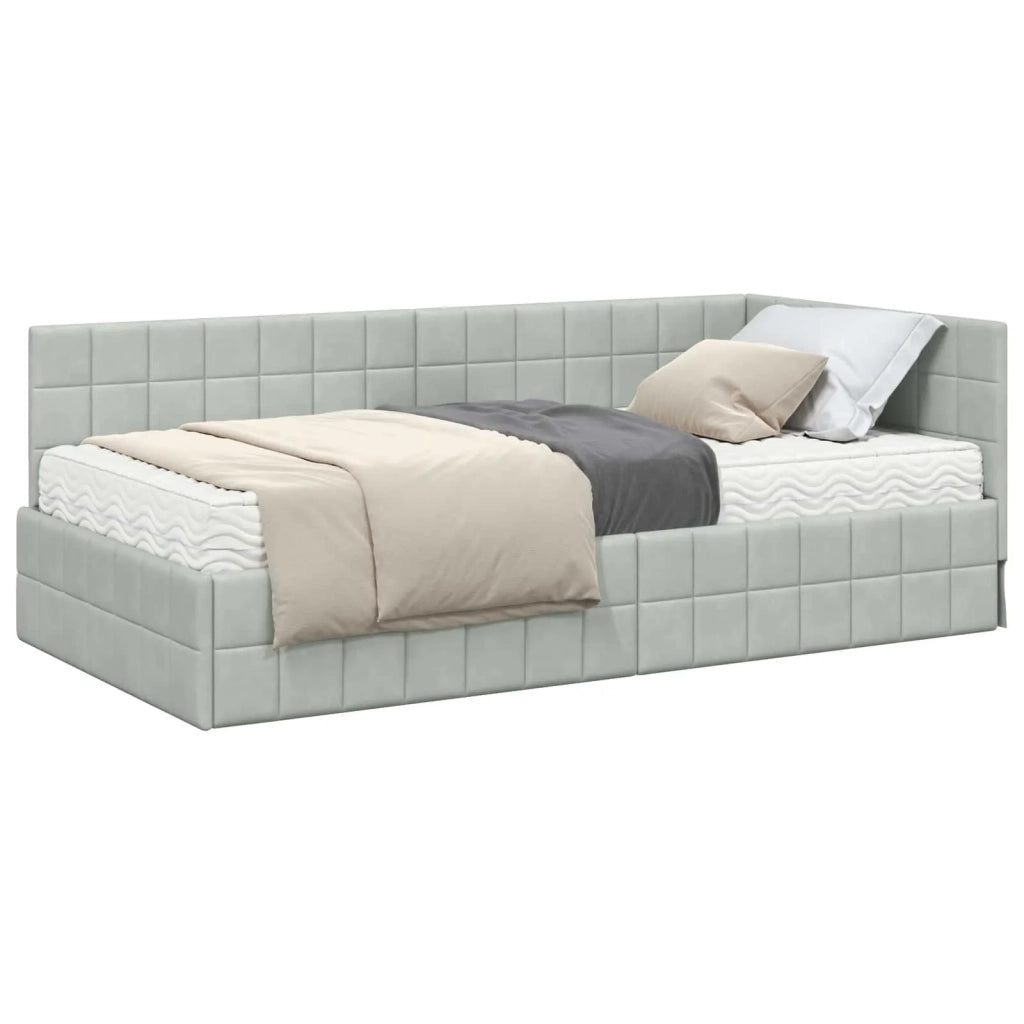Struttura Letto Angolare con Materasso 2 pcs Grigio chiaro