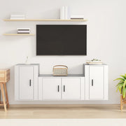 Set Mobili Porta TV 3 pz-Set di 3 Credenza per TV Bianco in Legno Multistrato 966175