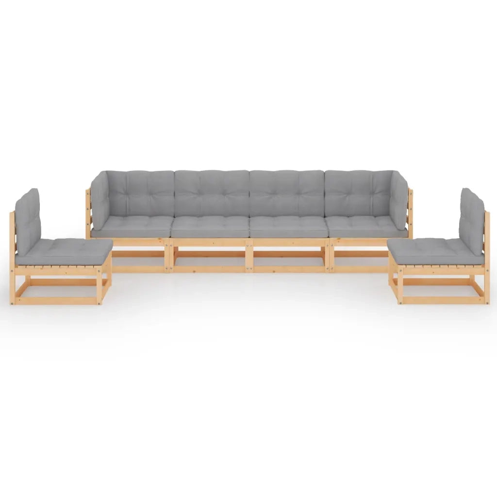 Set Divani da Giardino 6 pz con Cuscini Legno Massello Pino 3076449