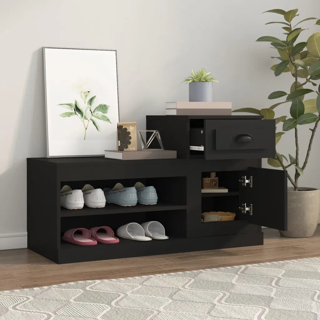 Scarpiera-Scaffale per scarpe Nera 100x42x60 cm in Legno Multistrato