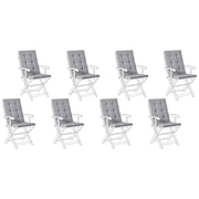 Set di 8 cuscini per sedile/schienale per sedie da esterno con lacci grigio chiaro giardino esterno
