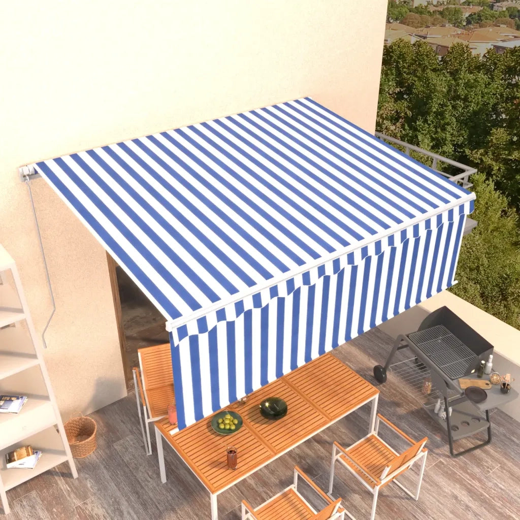 Tenda Sole Retrattile Manuale con Parasole 4,5x3m Blu e Bianco 3069316