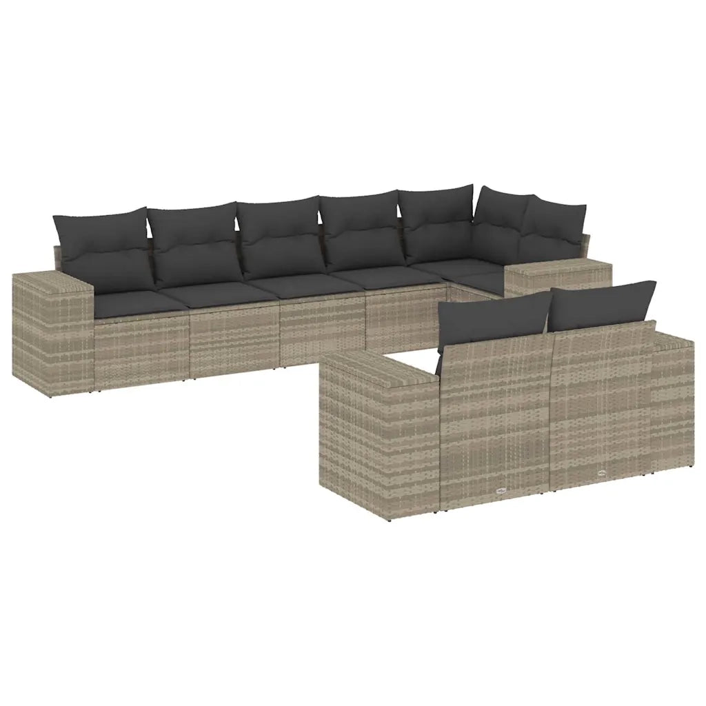 Set Divano da Giardino 8pz con Cuscini Grigio Chiaro Polyrattan 3255159