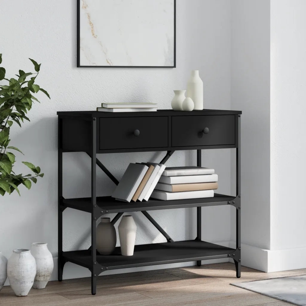 Tavolino Consolle | Tavolo d'Ingresso Nero 75x34,5x75 cm in Legno Multistrato