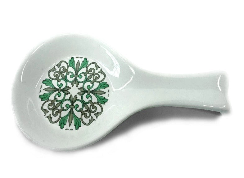 Poggiamestolo da Cucina in Ceramica Decoro Agadir Verde