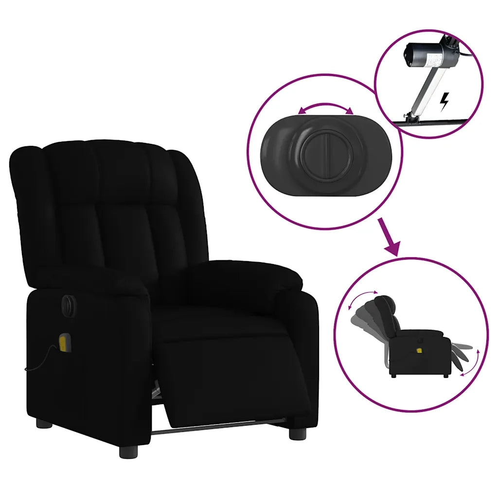 Poltrona Massaggiante | Sedia Relax Reclinabile Elettrica Nera in Similpelle