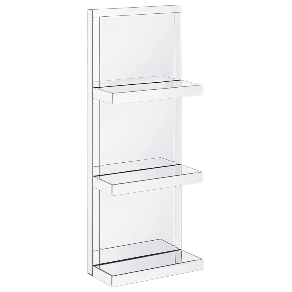Mensola Bagno Effetto Specchio Argento 3 Gomme Vetro Temperato Glam Decorativo