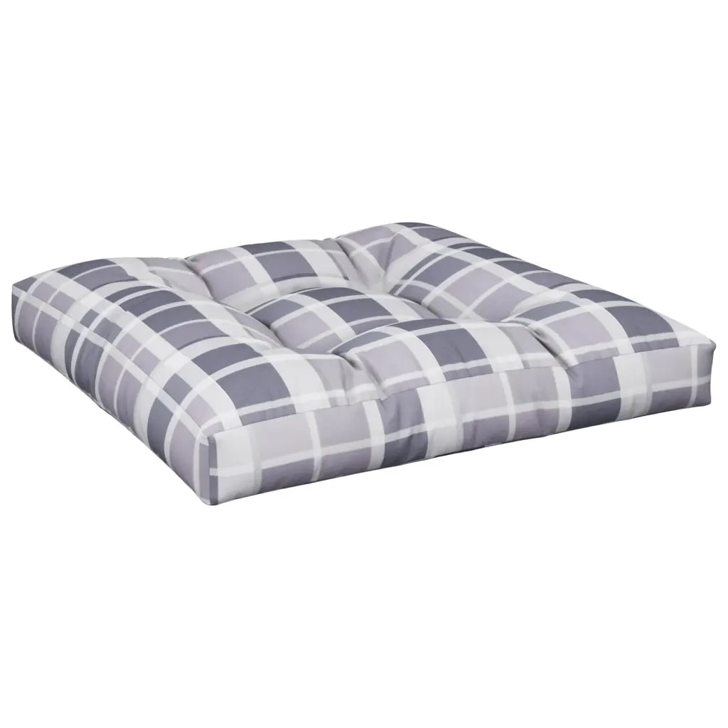 Cuscino per Pallet a Quadri Grigi 70x70x12 cm in Tessuto 360483