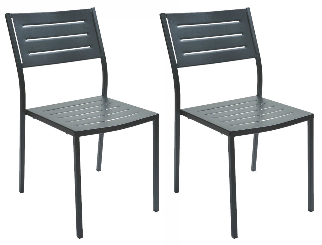 Set 2 Sedie da Giardino 46x58x84 cm in Acciaio RD Italia Dorio Antracite