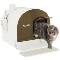 Lettiera per Gatti Chiusa con Filtri, Paletta e Vassoio Removibile, Struttura in PP, 43x44x47 cm, Bianca e Nera