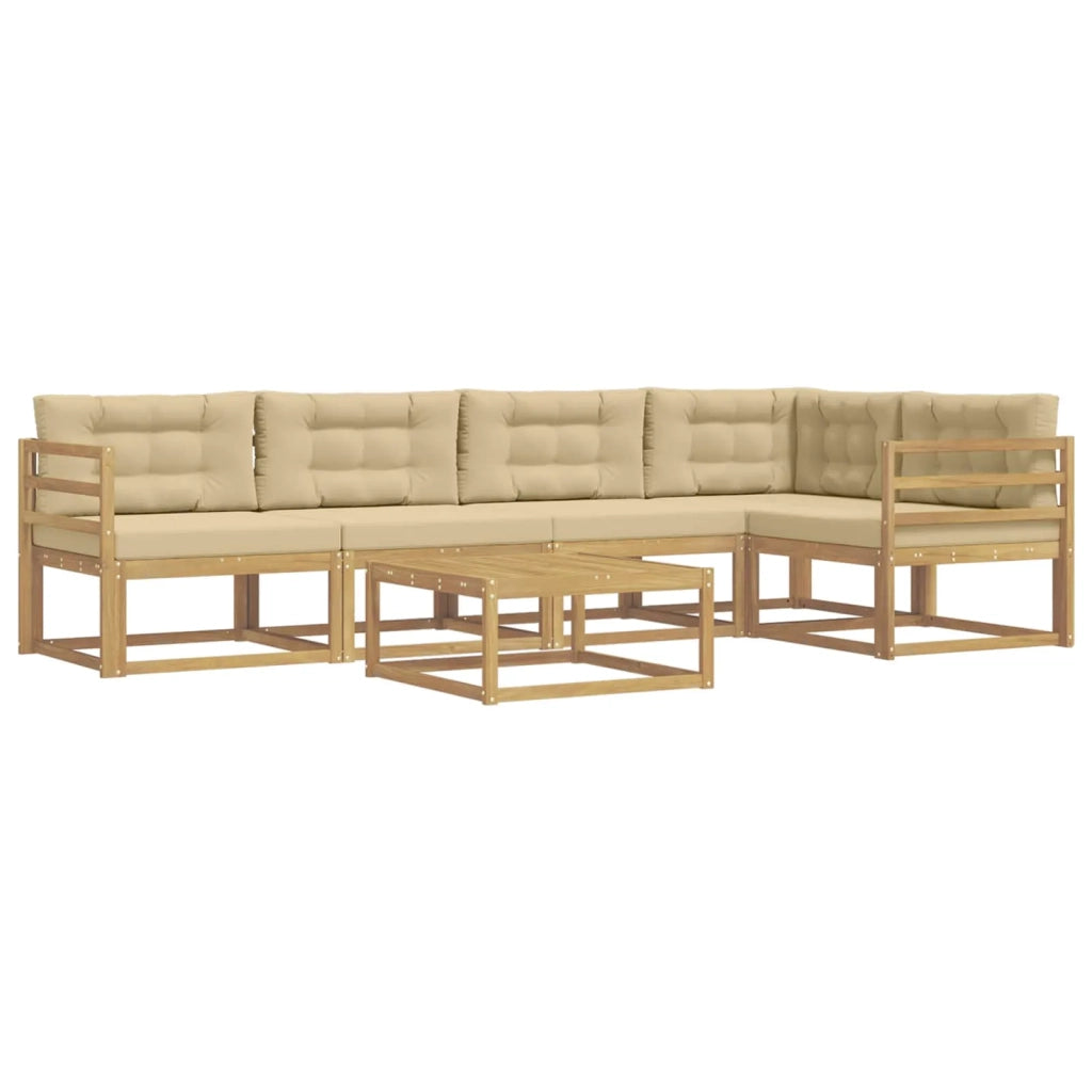 Set di divani da esterno 6 pcs Bianco e Beige 79 x 79 x 37 cm 3386467