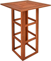 Casaria® Tavolo in Legno Acacia 75x75x110cm Quadrato Solido Rustico Bistro da Interno Esterno Feste Giardino Outdoor