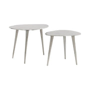 Tavolini bassi nidificati VORTEX argentati in alluminio - set di 2 tavoli design asimmetrici