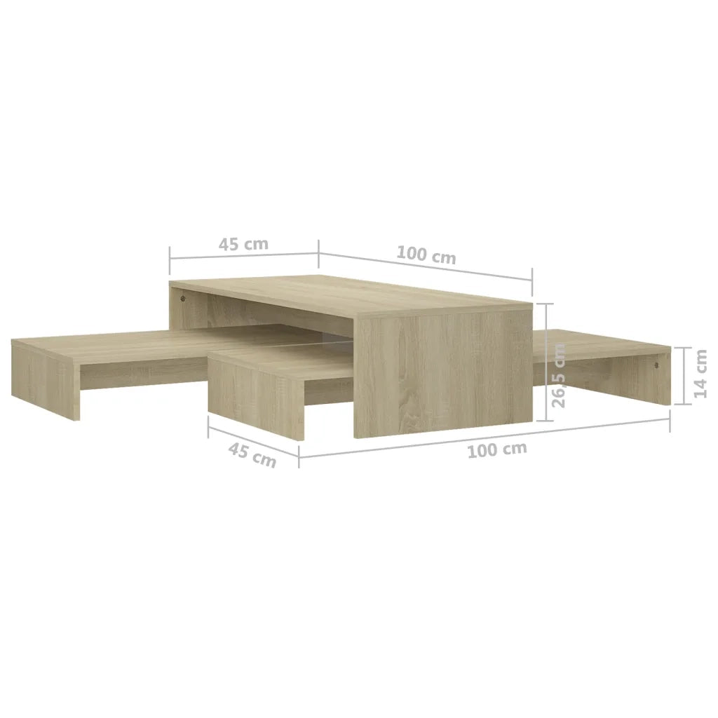 Set Tavolini da salotto | Tavolino da caff¨¨ | Tavolino da Soggiorno Estraibili Rovere Sonoma 100x100x26,5 Multistrato