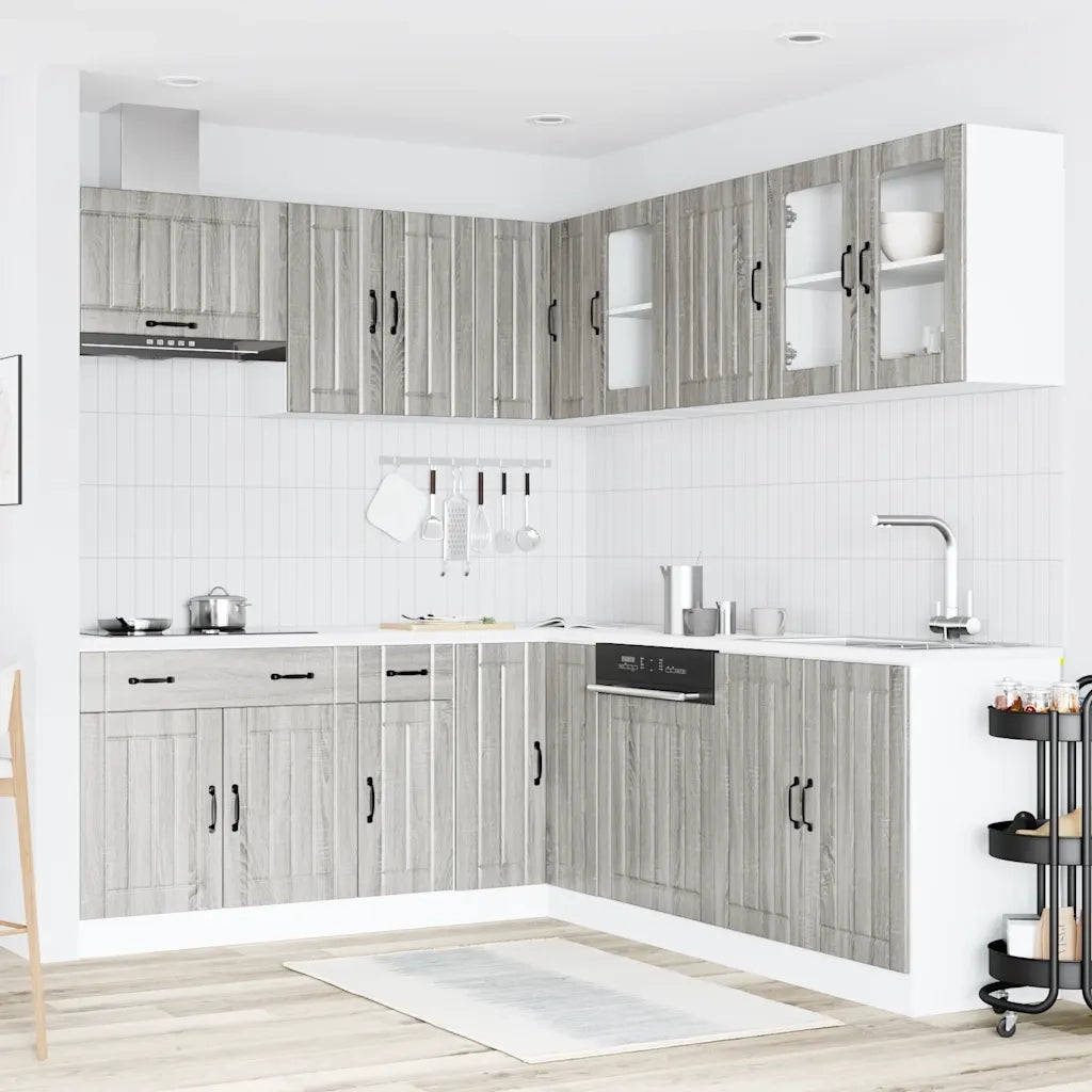 vidaXL Set Mobili da Cucina 11 pz Lucca Grigio Sonoma in Truciolato