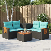 Set di divani 6 pz Nero e Blu Rattan sintetico e Acciaio 3447663