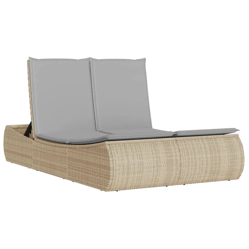 Lettino Prendisole | Sdraio da giardino | Lettino da sole con Cuscini Beige in Polyrattan