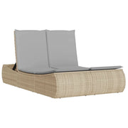 Lettino Prendisole | Sdraio da giardino | Lettino da sole con Cuscini Beige in Polyrattan