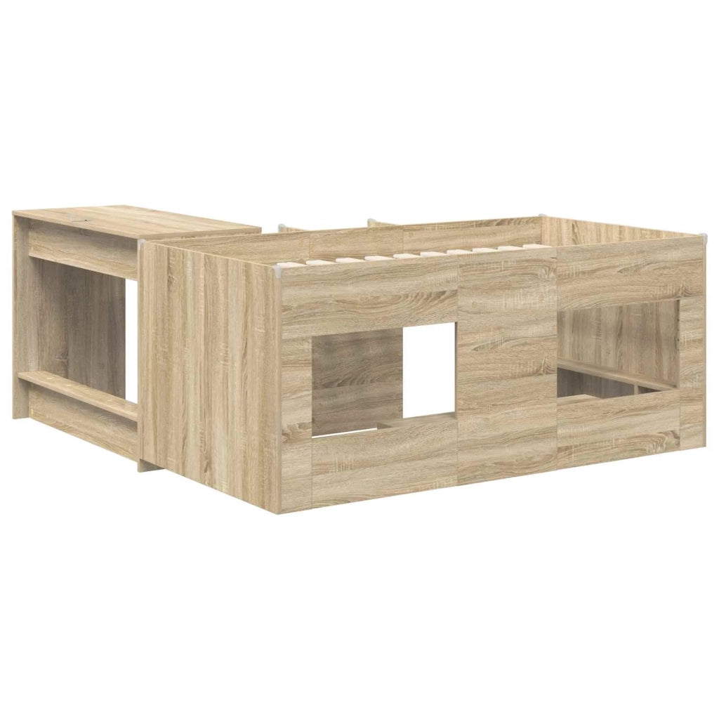 Letto alto per bambini con scrivania 2 pz Rovere Sonoma 3423464