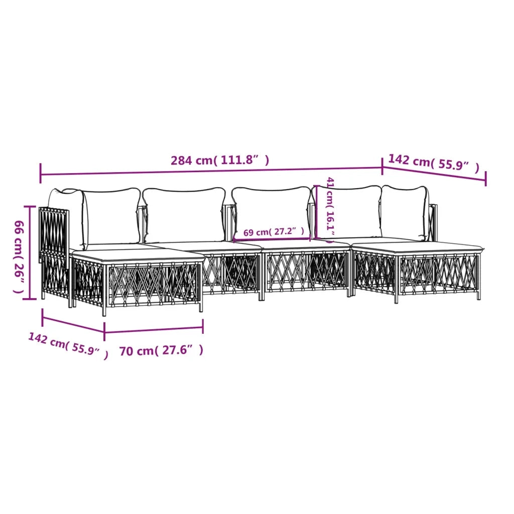 Set Salotto da Giardino 6 pz con Cuscini in Acciaio Antracite 3186901