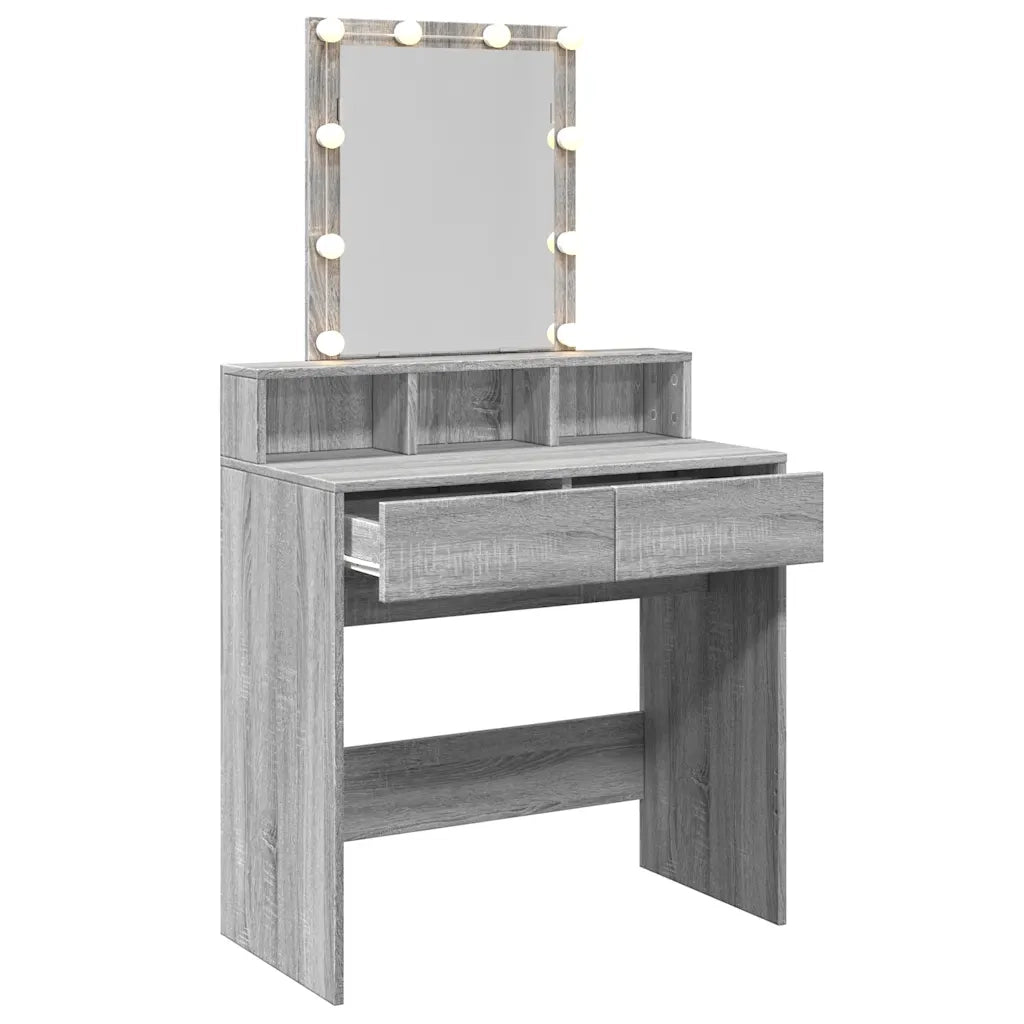 Toeletta | Tavolo da Trucco con LED Grigio Sonoma 80x41x144,5 cm