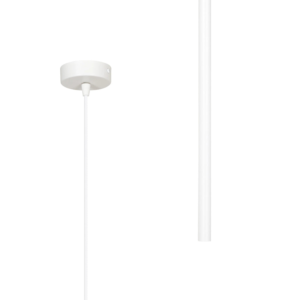 Lampadario 1 Luce Moderno Shu Acciaio Bianco E Paralume A Cilindro Sottile