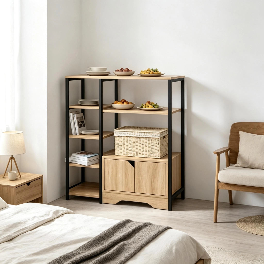LIBRERIA 80x35x97 cm in MDF E1 colore rovere chiaro