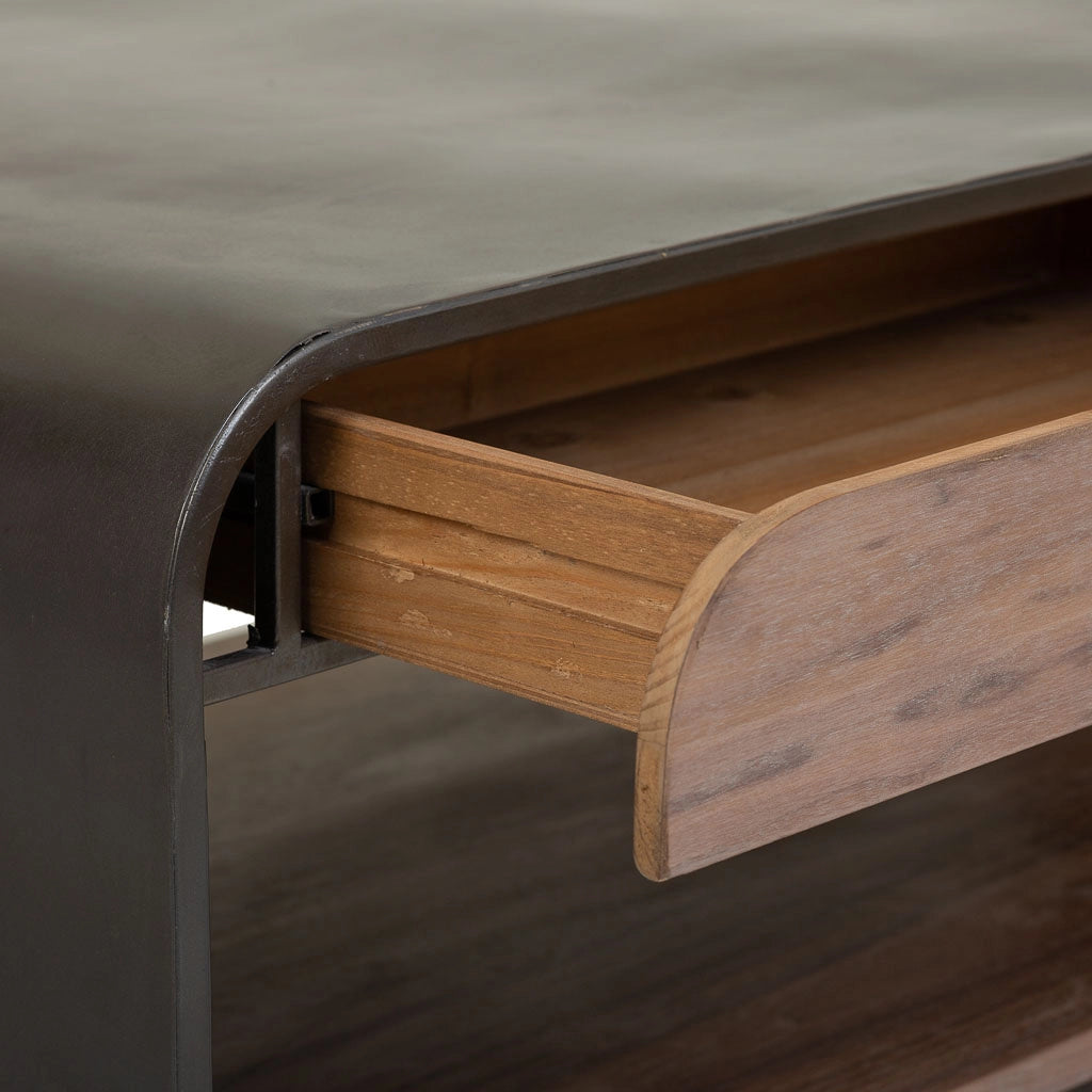 Tavolino da salotto in legno e metallo nero 120x62x41