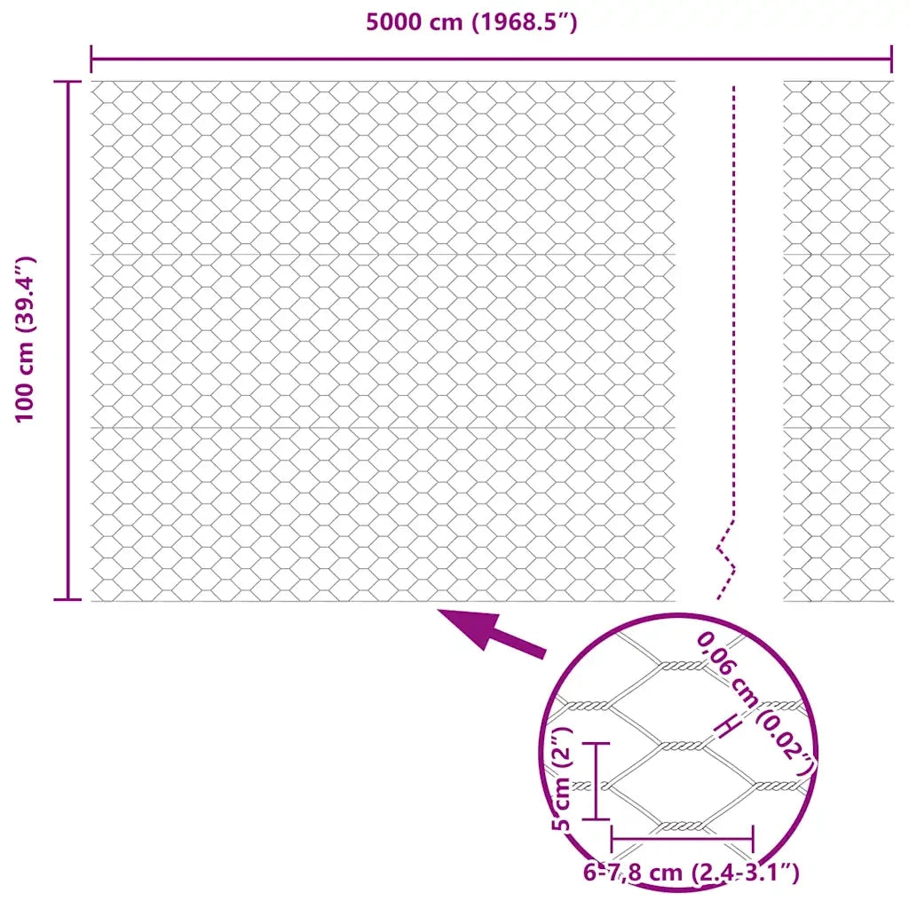 Recinzione Esagonale Argento 1 x 50 m Acciaio zincato 42005720