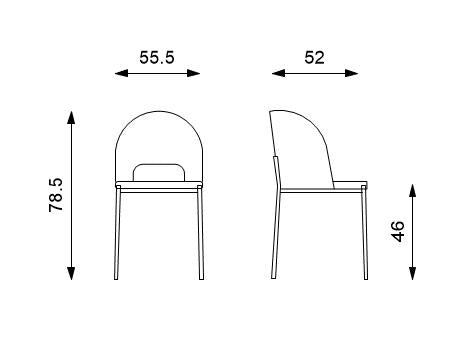 4x Sedia in tessuro grigio e gambe antracite 555x78,5h cm