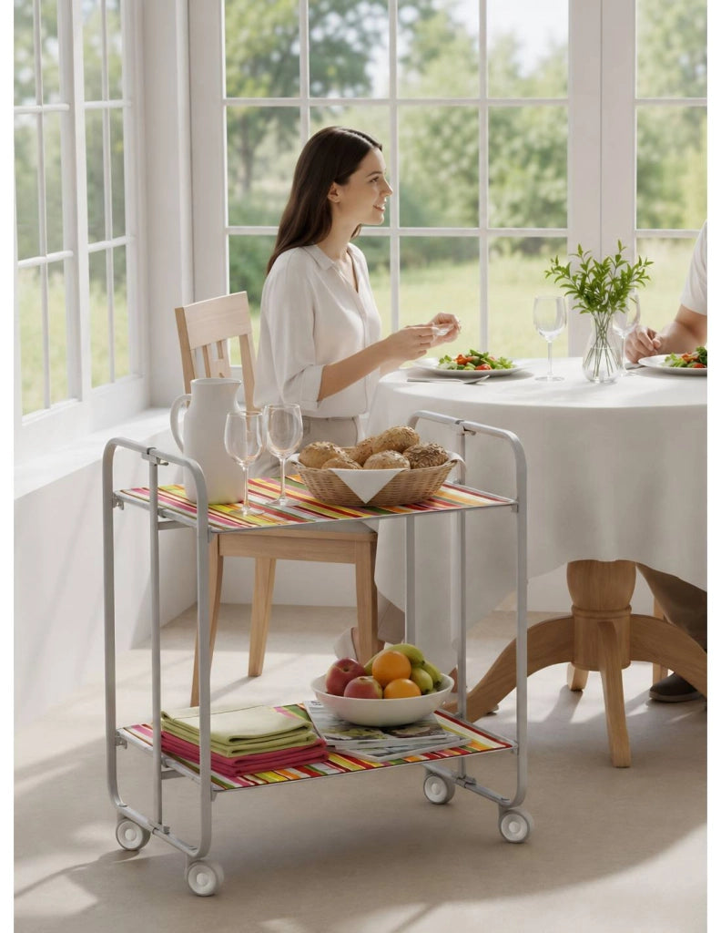 Carrello da cucina pieghevole grigio con ruote BAUHAUS 2 ripiani