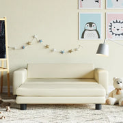 Divano per Bambini con Poggiapiedi-Sofa-Divanetto Crema 100x50x30cm Similpelle