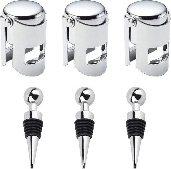 Set di tappi per bottiglie di vino - sbrinatore di tappi per bottiglie di vino - tappi per bottiglie di vino spumante - tappi in acciaio inossidabile per bottiglie di vino - collezione di vino - champagne - tappi per bottiglie di birra