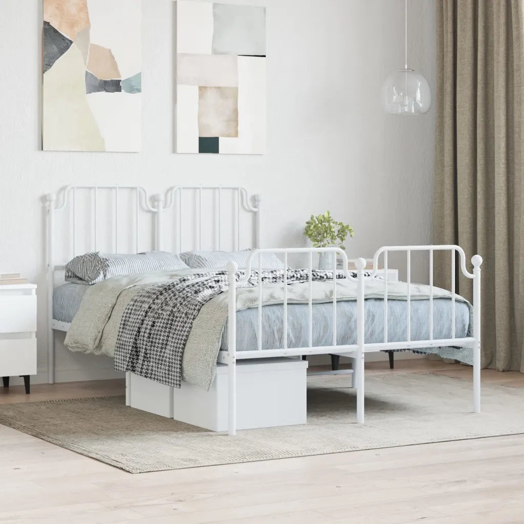 Giroletto con Testiera e Pediera-Struttura Letto Metallo Bianco 120x200 cm 766148