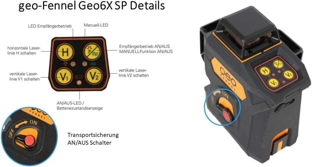 Kit completo di laser multilinea verde 3 x 360° 6 visibilità trasversale 80m - Geo6X SP GREEN KIT