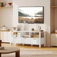 Mobile TV Moderno con 3 Cassetti e 3 Ripiani Aperti per Televisori 109,2-139,7 cm 120x39,5x50 cm Bianco
