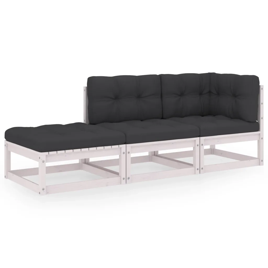 Set Divani da Giardino 3 pz | Set Salotto da Giardino con Cuscini Legno Massello di Pino