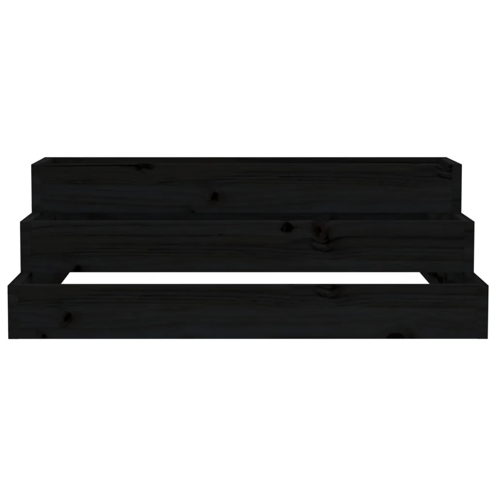 Fioriera Nera 80x80x27 cm in Legno Massello di Pino 823896