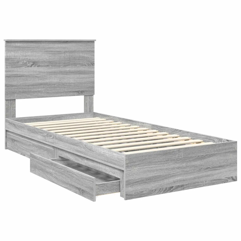 Letto con Contenitore con testiera Grigio Sonoma 90 x 200 cm 3411248