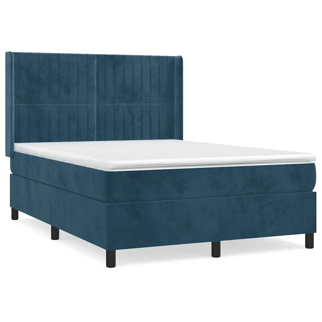 Giroletto a Molle con Materasso Blu Scuro 140x200 cm in Vellutocod mxl 122669