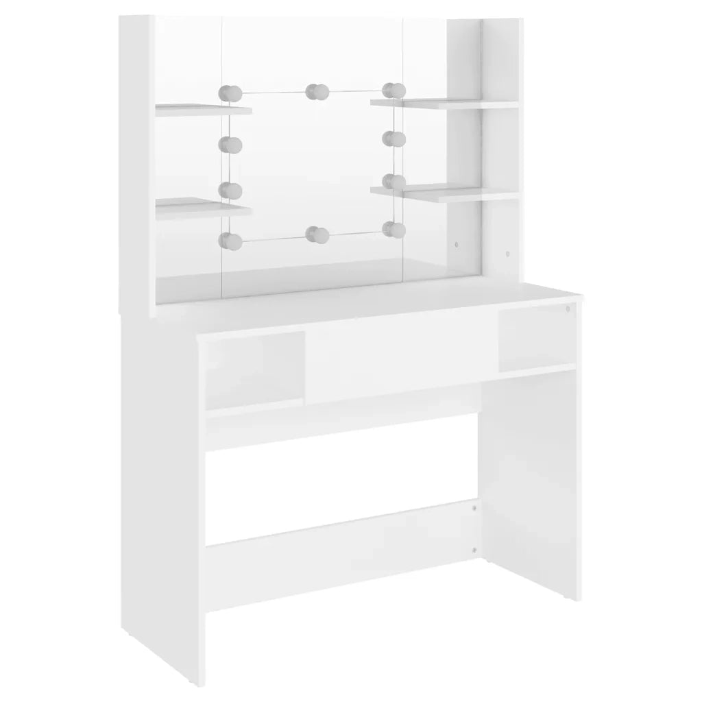 Toeletta | Tavolo da Trucco con Luci LED 100x40x135 cm in MDF Bianca