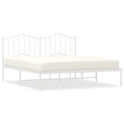 Letto matrimoniale | Letto per adulti | Giroletto con Testiera Metallo Bianco 180x200 cm
