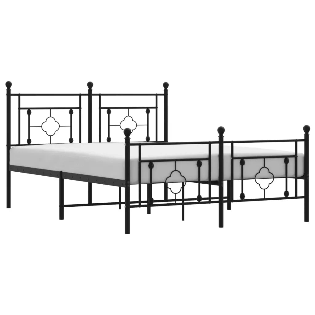 Giroletto con Testiera e Pediera Metallo Nero 135x190 cm 374356