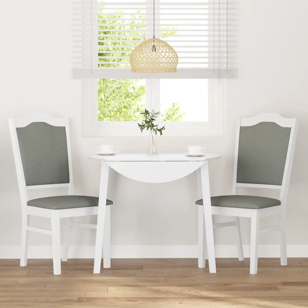 Sedie da Pranzo con Cuscini 2 pz Bianco Legno Massello di Hevea