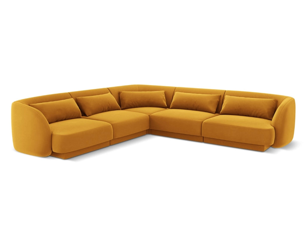 Cosmopolitan Design - Divano angolare reversibile "Tulum" 5 posti in velluto giallo 